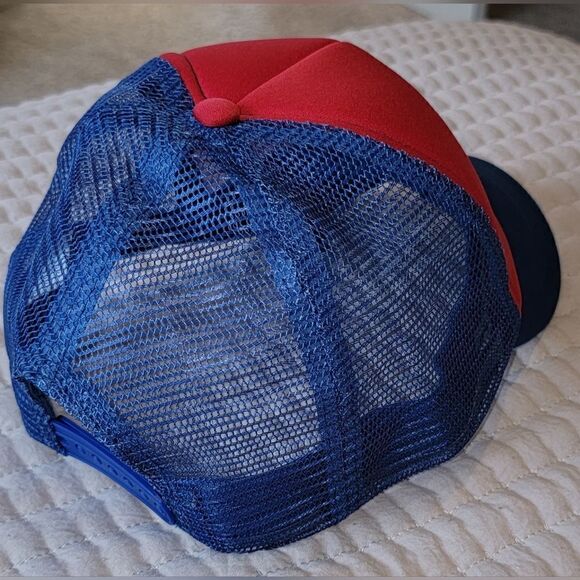 'Merica Abe Lincoln Mesh Adjustable Snapback Trucker Hat ☆ Red & Blue NWOT - Picture 2 of 5